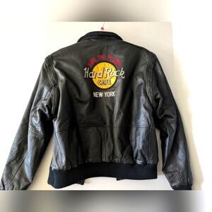 Hard Rock Cafe Leather Bomber Jacket New York.